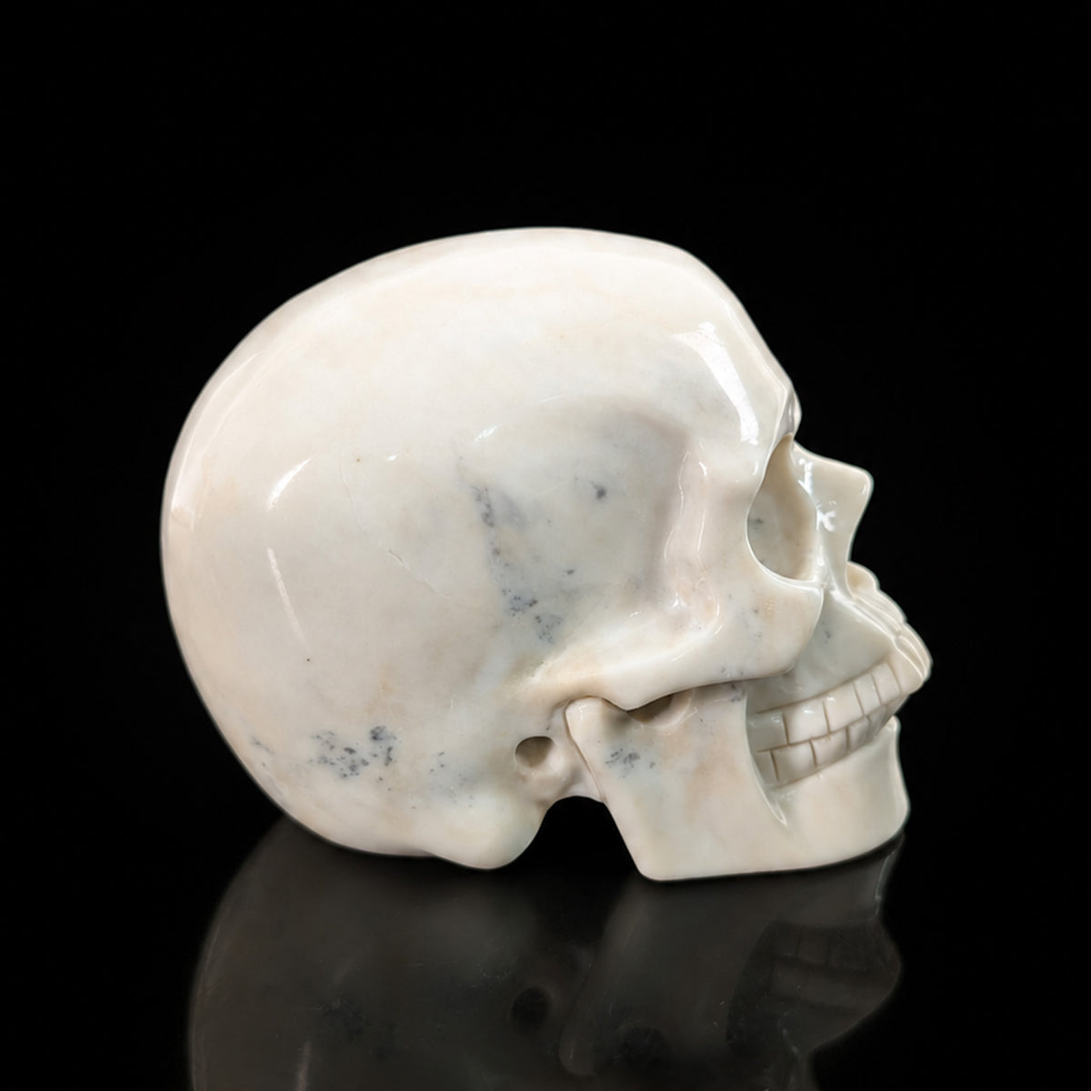 4.5" Ivory Jade Crystal Skull - Pattern C