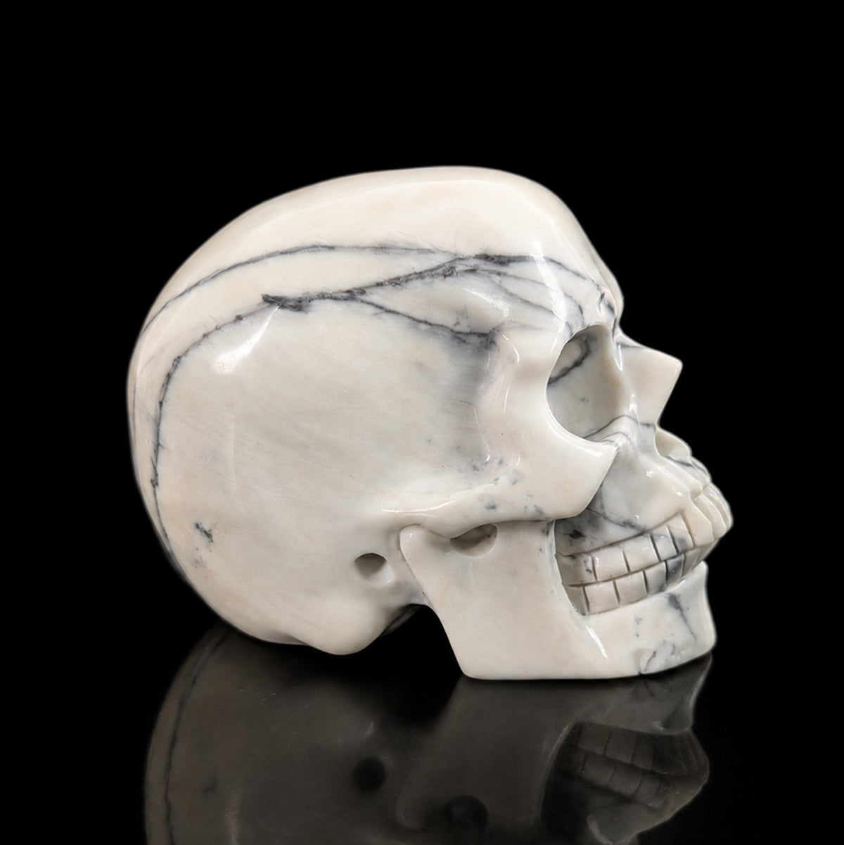 4.5" Ivory Jade Crystal Skull - Pattern B