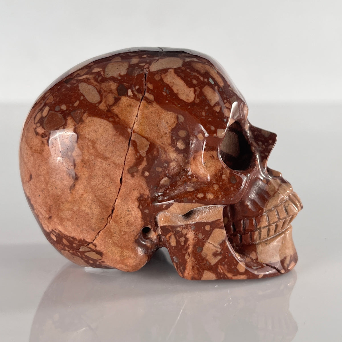3" Brecciated Red Jasper Crystal Skull - Pattern A