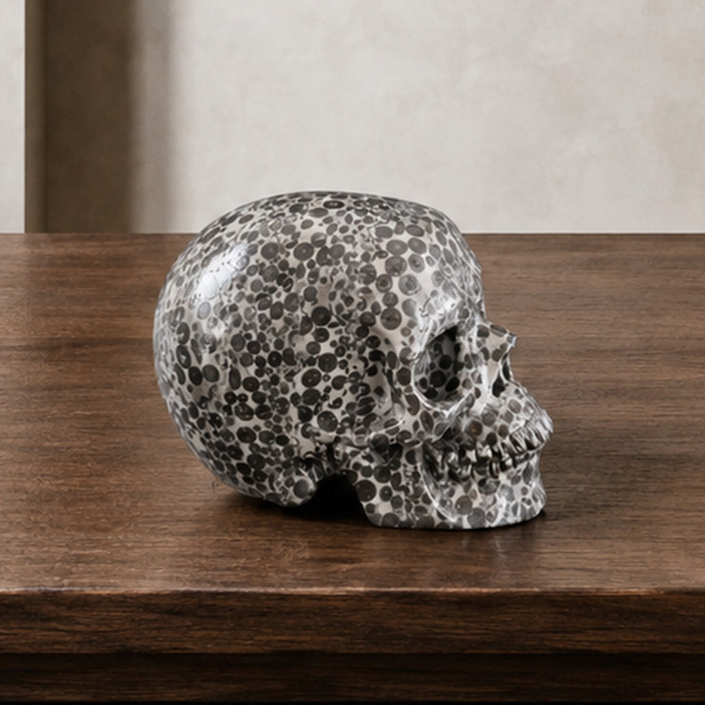 3 Inch Black Leopard Skin Jasper Crystal Skull – Hand Carved Natural Stone