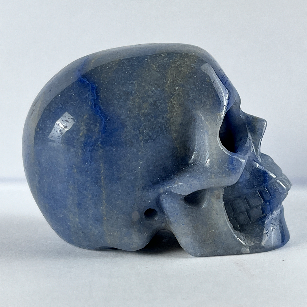 Crâne en cristal d'aventurine bleue de 5 cm – Mini crâne en cristal