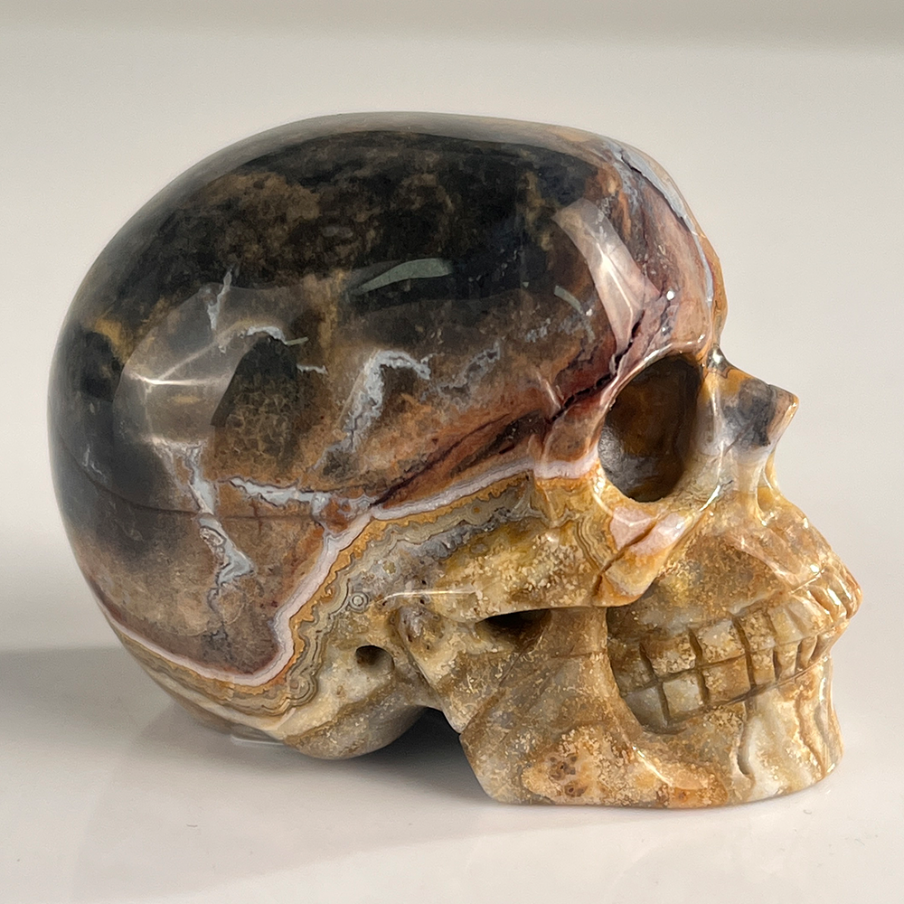 2 Inch Red Crazy Lace Agate Crystal Skull – Mini Gemstone Skull