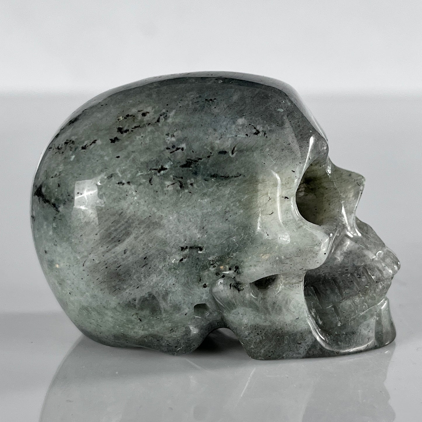 2 Inch Grey Labradorite Crystal Skull – Hand Carved Natural Stone