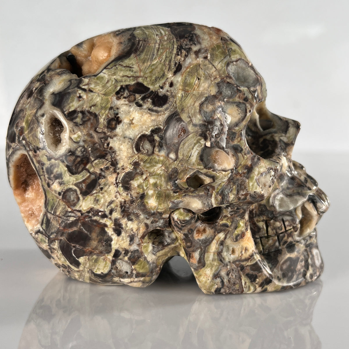 4.5" Money Agate Crystal Skull - Pattern B