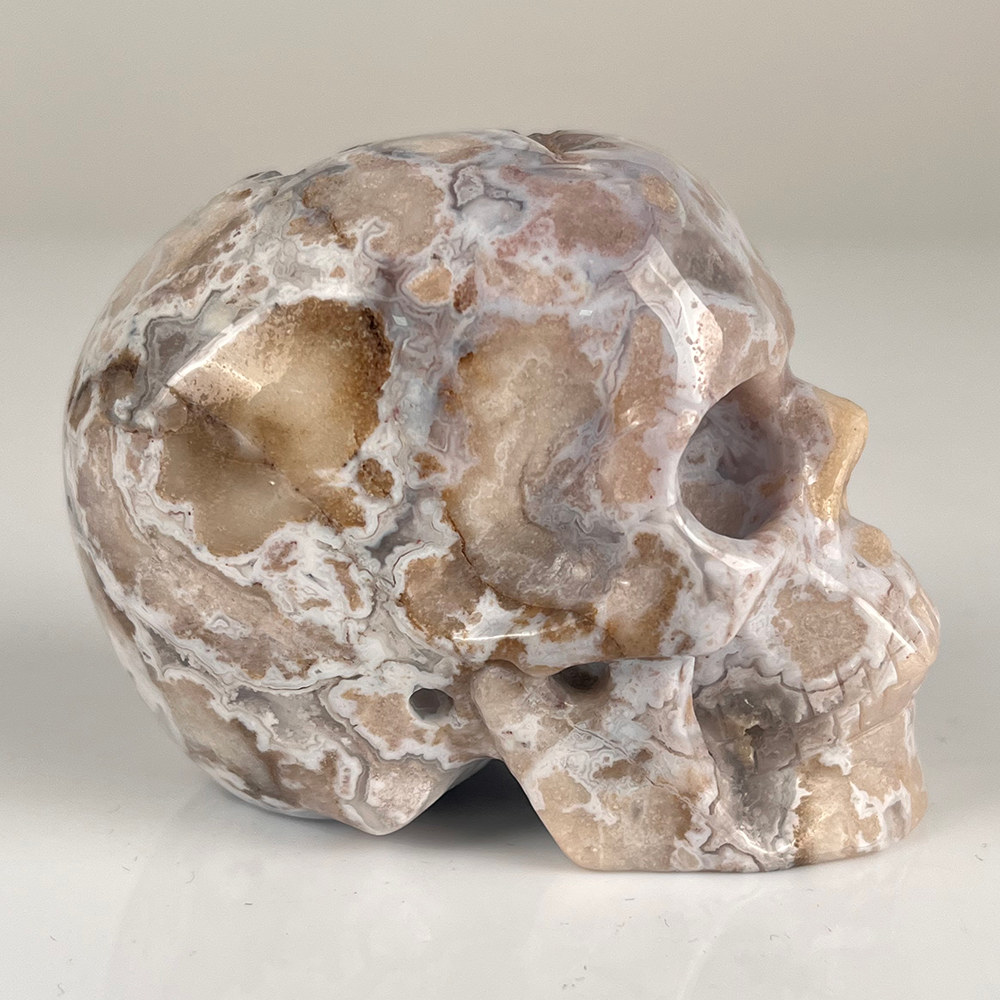 3 Inch Blue Flower Agate Crystal Skull – Hand Carved Natural Stone
