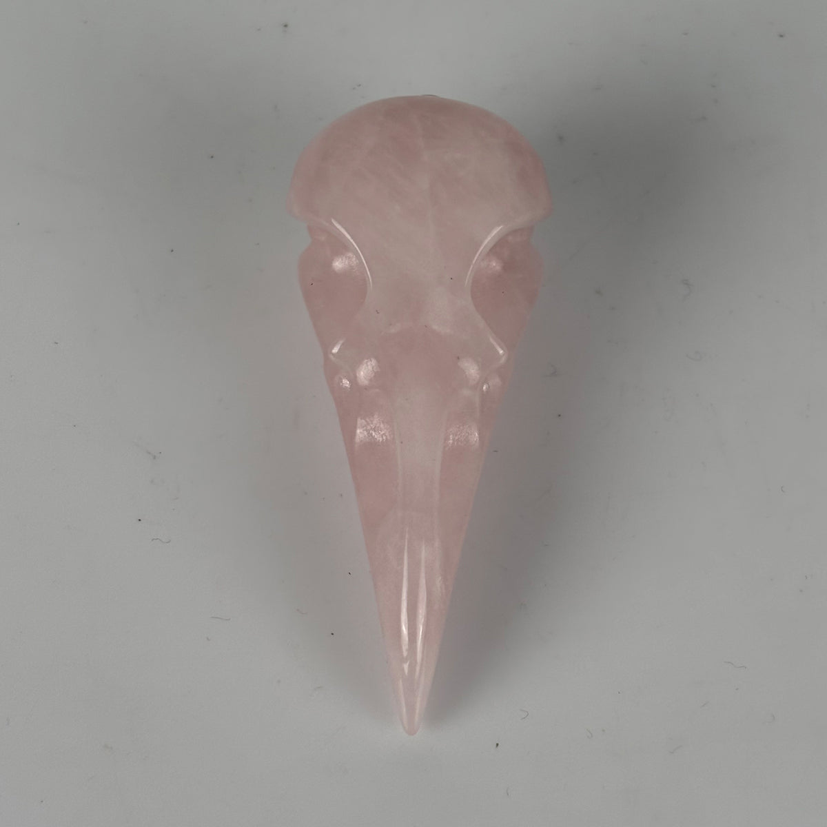 2.5" Rose Quartz Raven Crystal Skull - Pattern A