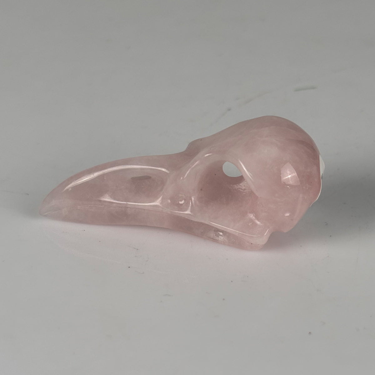 2.5" Rose Quartz Raven Crystal Skull - Pattern A