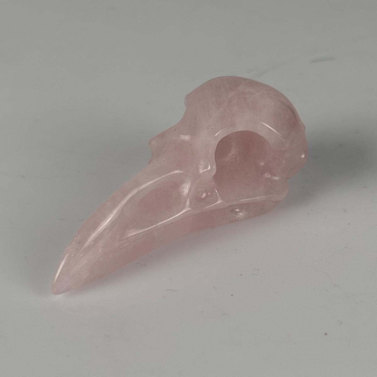 2.5" Rose Quartz Raven Crystal Skull - Pattern A