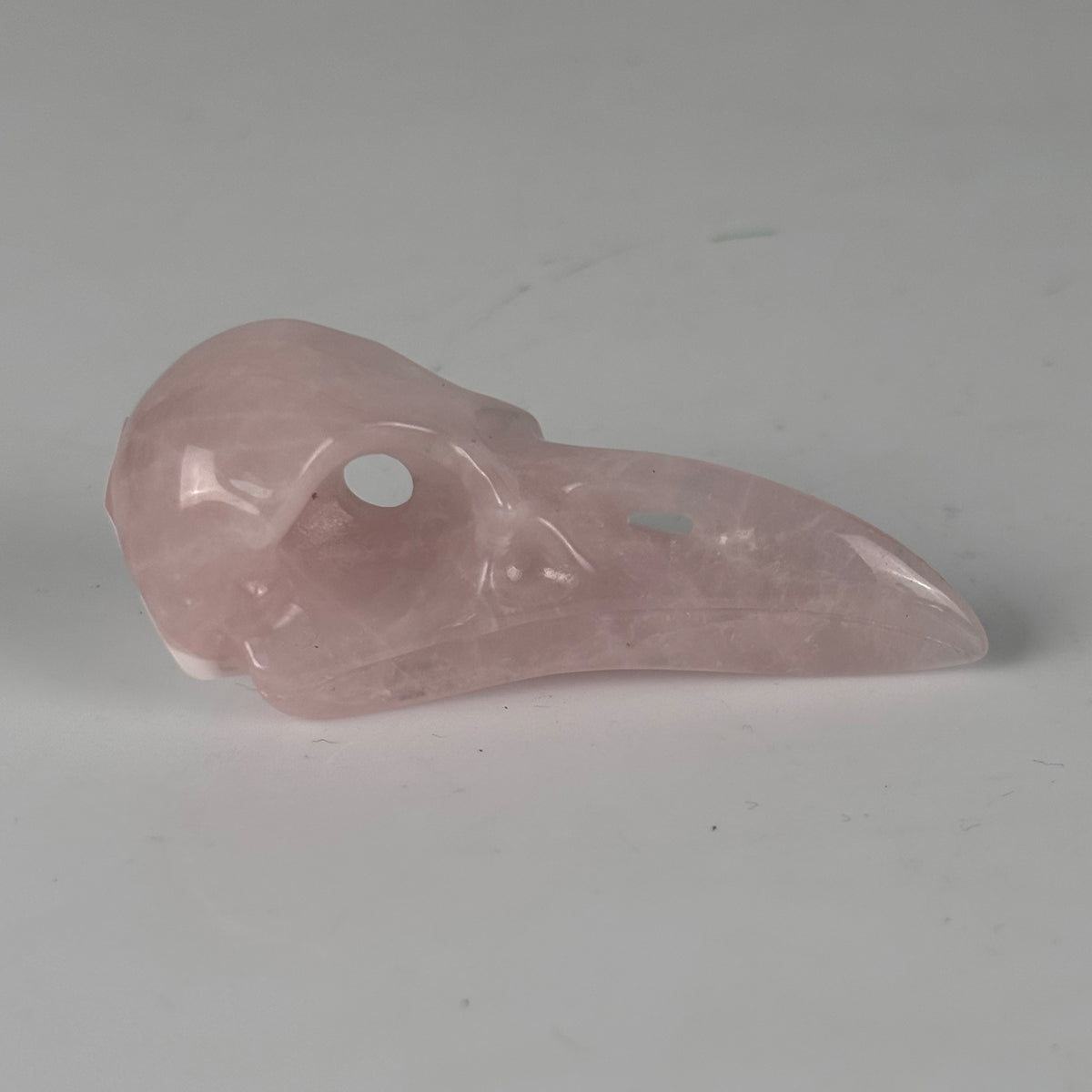 2.5" Rose Quartz Raven Crystal Skull - Pattern A