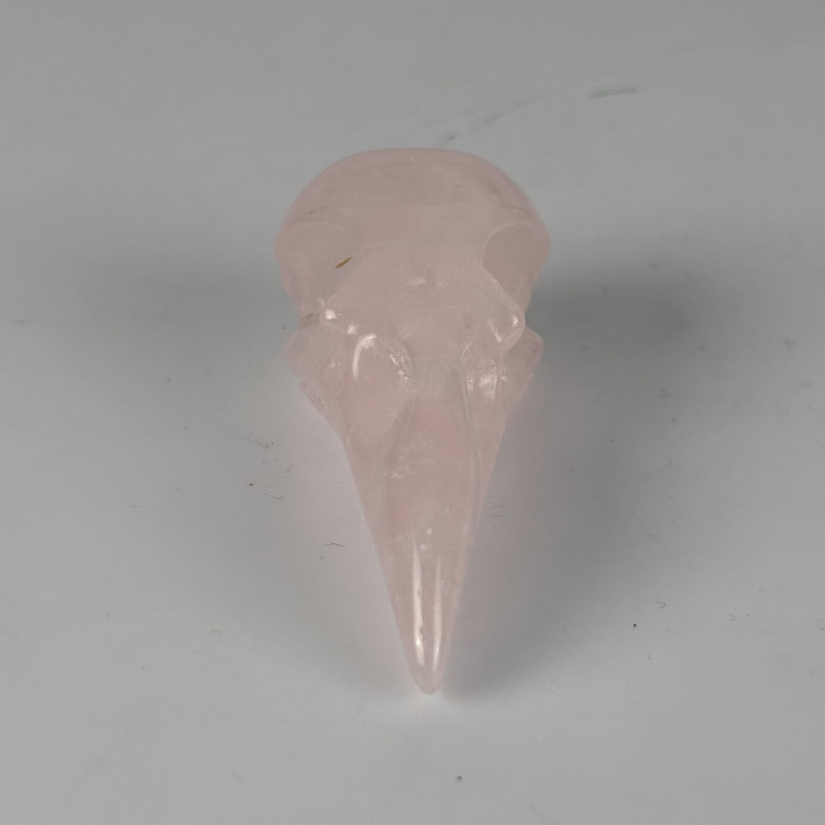 2.5" Rose Quartz Raven Crystal Skull - Pattern B