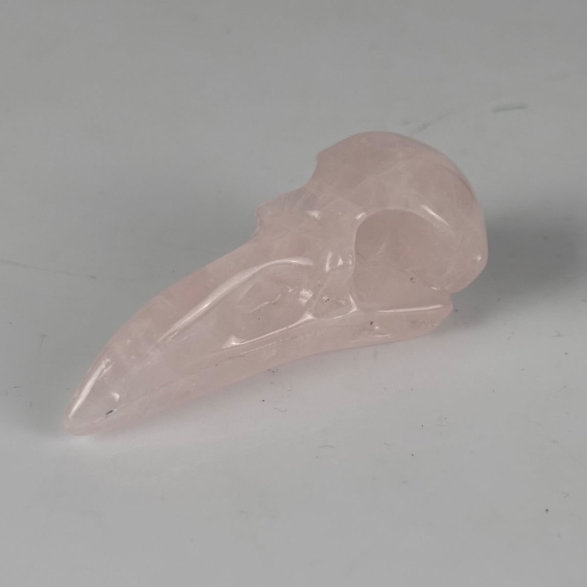 2.5" Rose Quartz Raven Crystal Skull - Pattern B