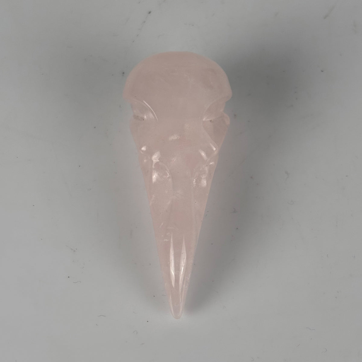 2.5" Rose Quartz Raven Crystal Skull - Pattern B