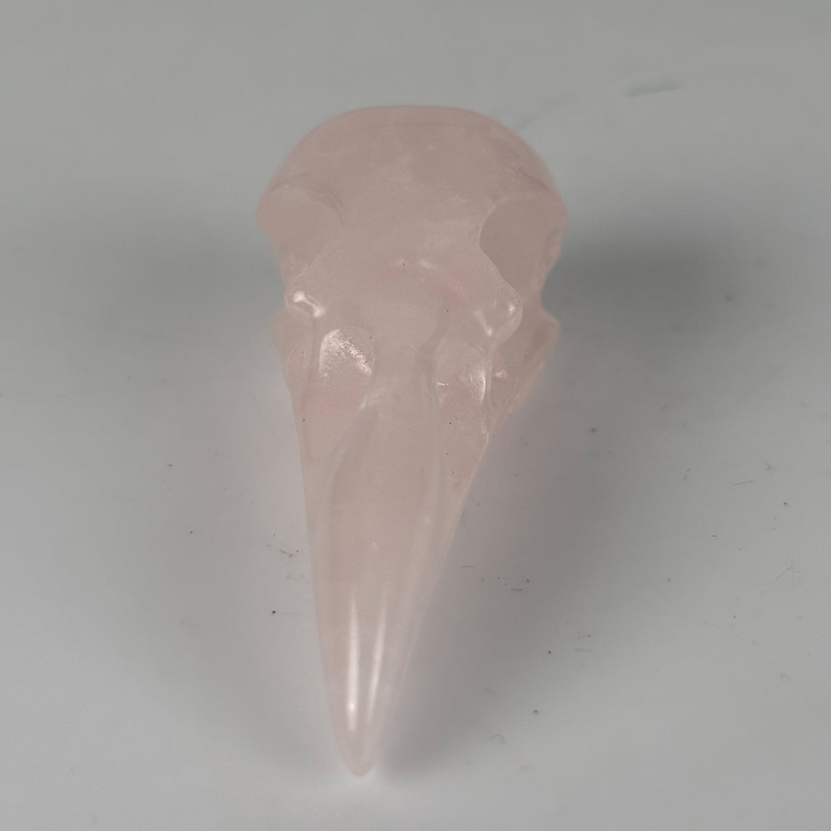 2.5" Rose Quartz Raven Crystal Skull - Pattern C