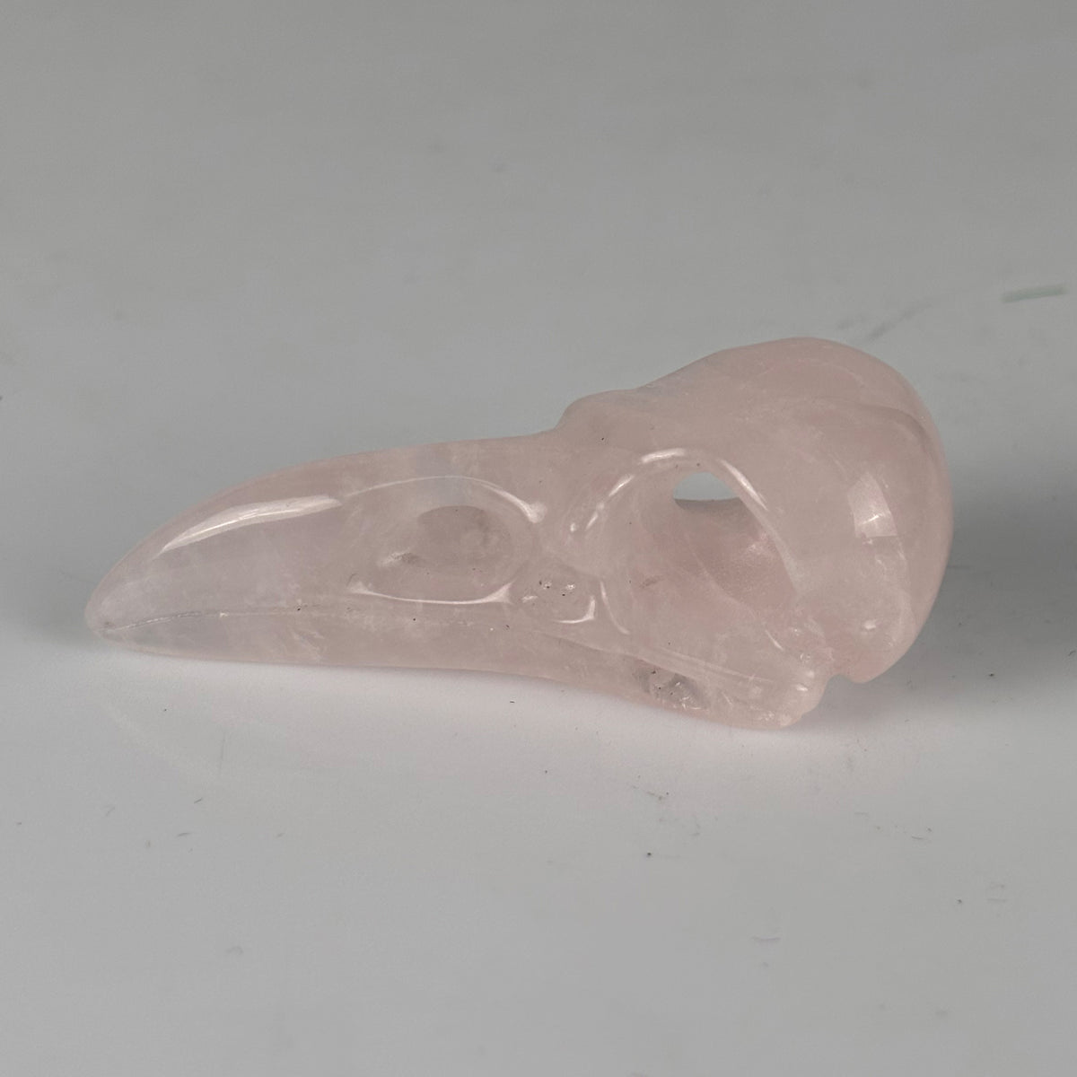 2.5" Rose Quartz Raven Crystal Skull - Pattern C