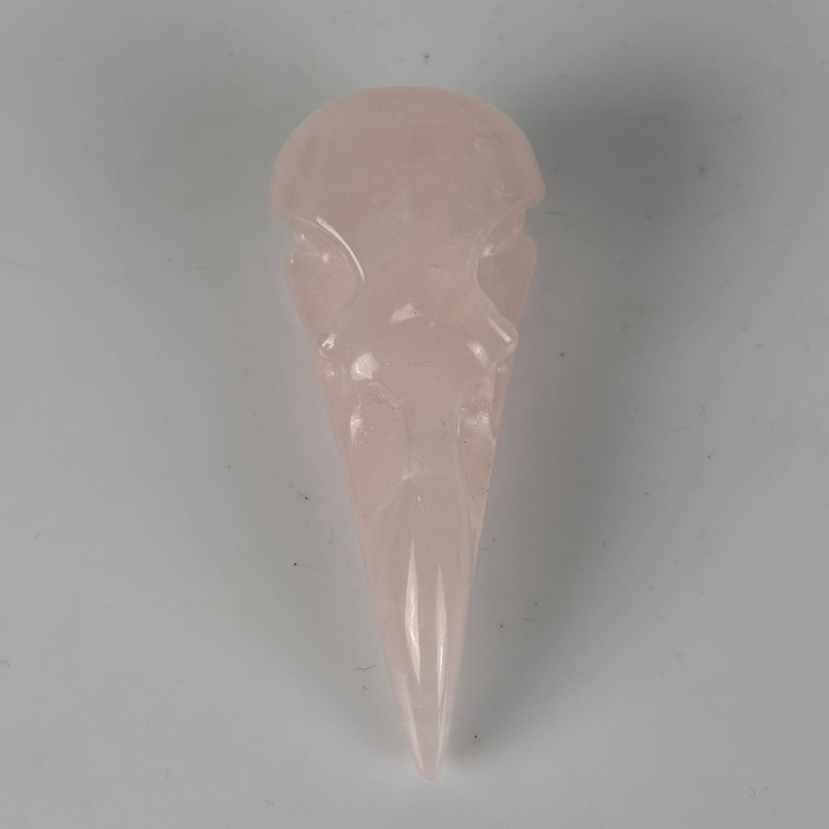 2.5" Rose Quartz Raven Crystal Skull - Pattern C