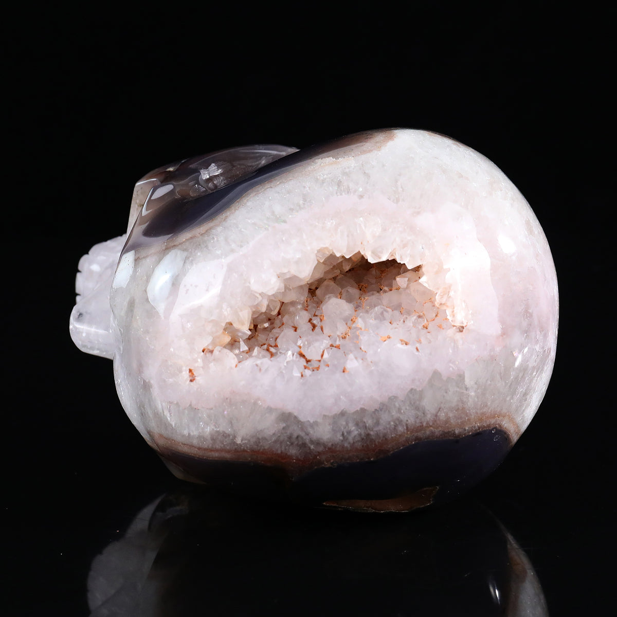 ‘Organic Mindscape’ - Agate Skull with Raw Geode Pocket · Specimen No. 34