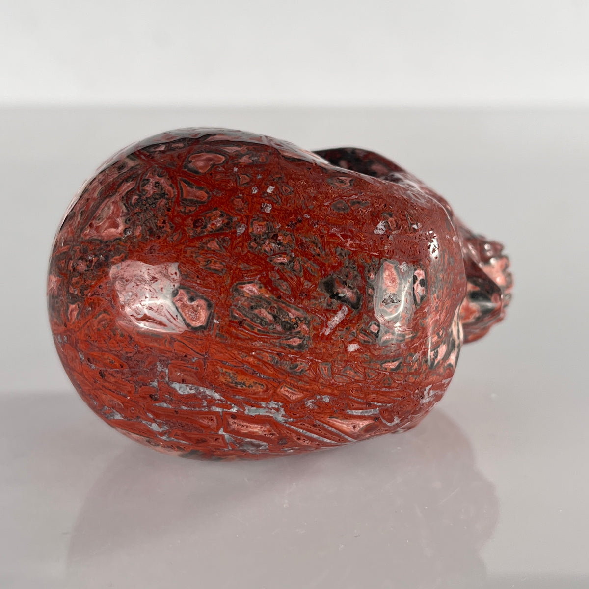 3" Red Leopard Skin Jasper Crystal Skull - Pattern A