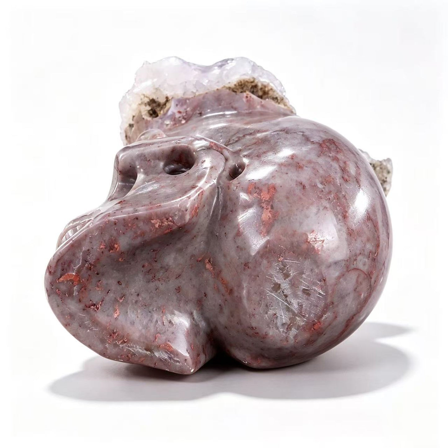 ‘The Astral Canopy’ - Hand-Carved Agate Skull with Broad Amethyst Diadem · Specimen No. 09