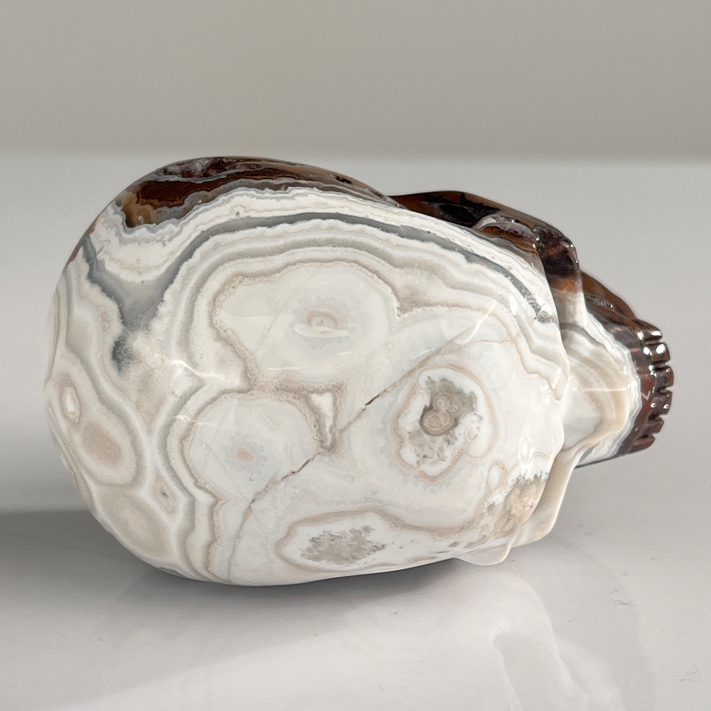 3" Red Crazy Lace Agate Crystal Skull - Pattern F
