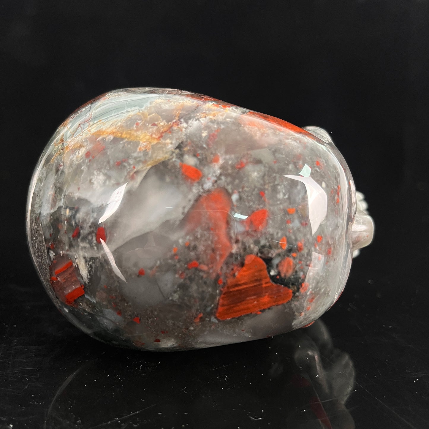 4.5" African Bloodstone Crystal Skull - Pattern A
