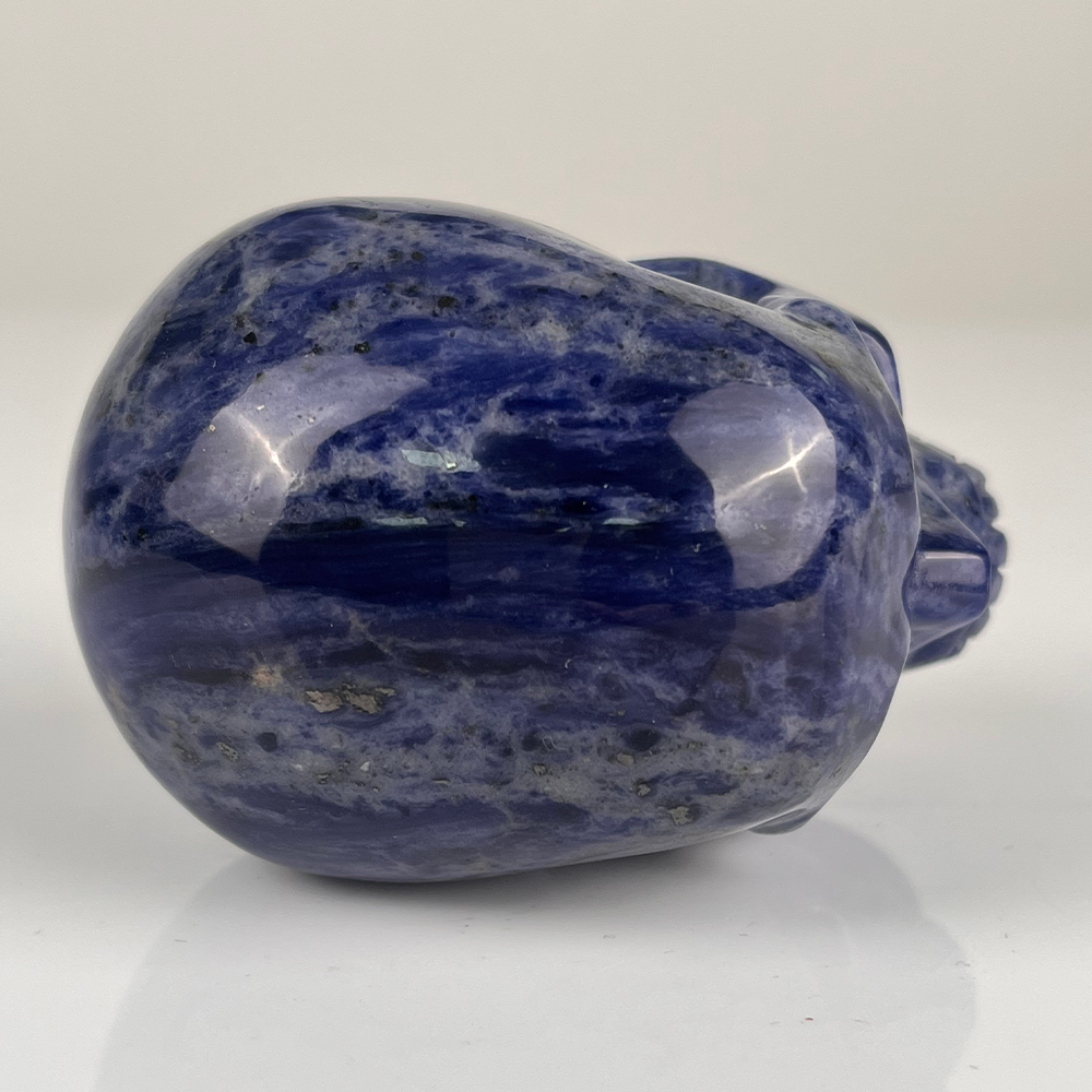 3 Zoll großer blauer Spitzenachat-Kristallschädel – handgeschnitzter Edelstein