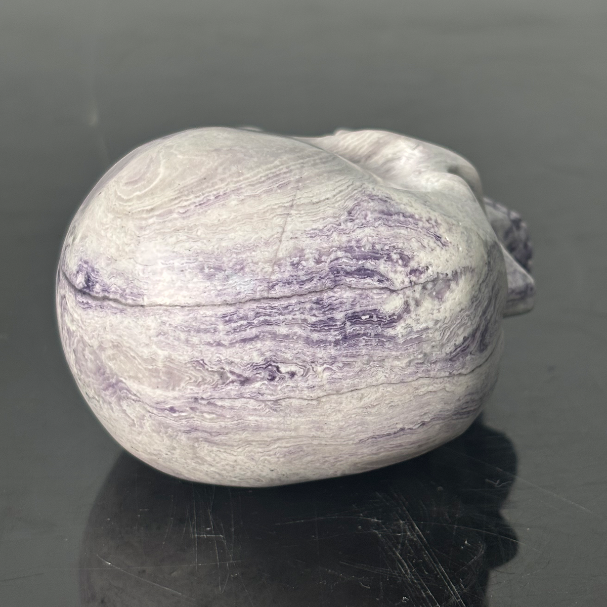 3" Purple Peacock Stone Crystal Skull - Pattern I