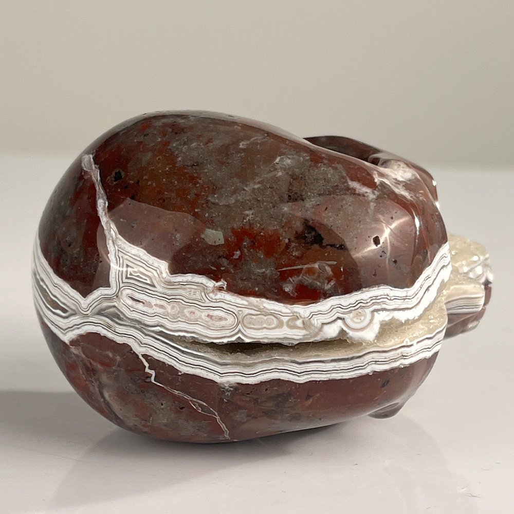 3" Red Crazy Lace Agate Crystal Skull - Pattern G