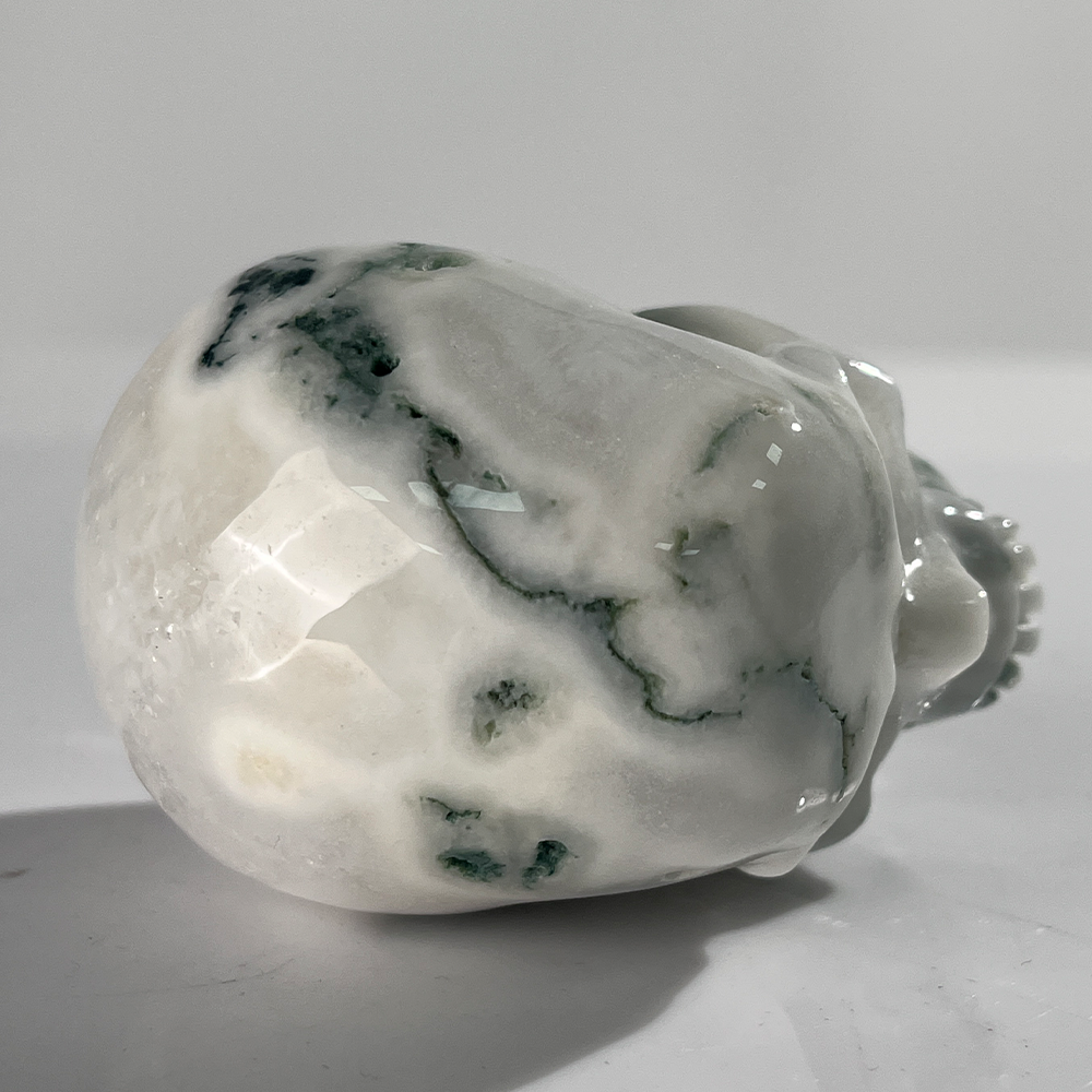 3" Moss Agate Crystal Skull - Pattern B
