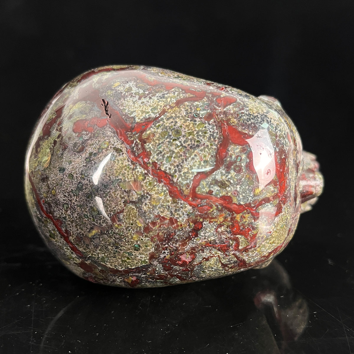 4.5" Dragon Bloodstone Crystal Skull - Pattern C