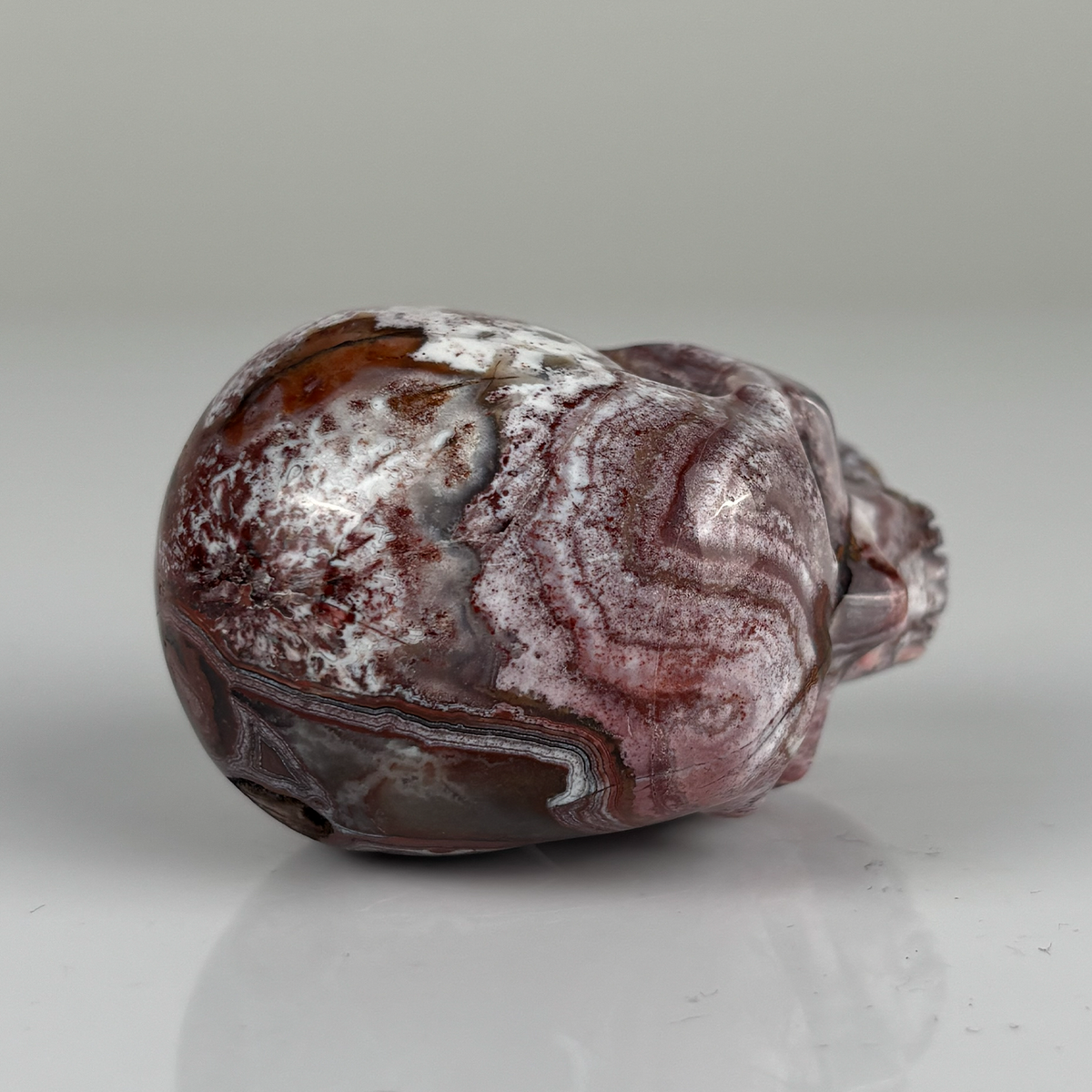 2" Red Crazy Lace Agate Crystal Skull – Pattern D