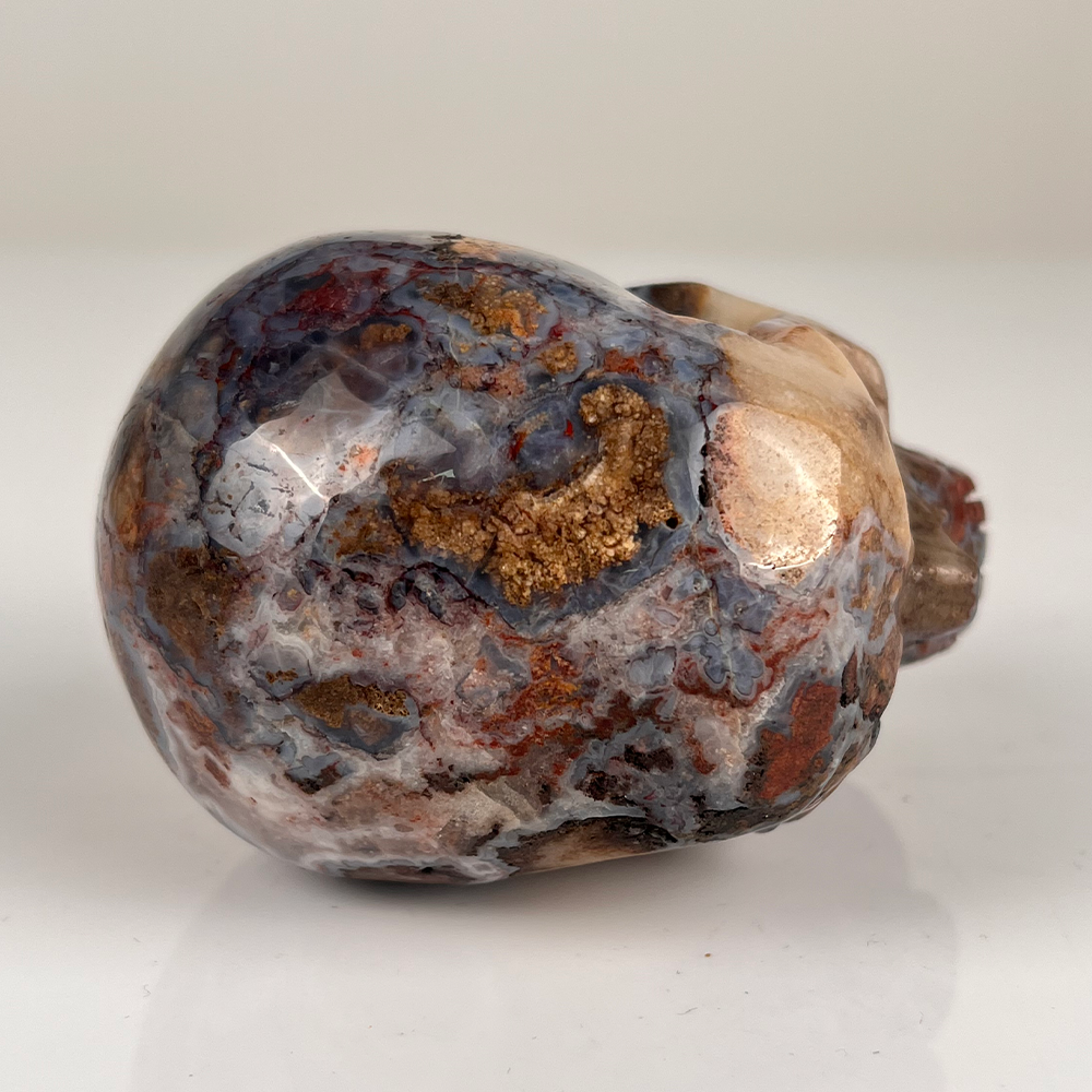 3" Blue Flower Agate Crystal Skull – Pattern A