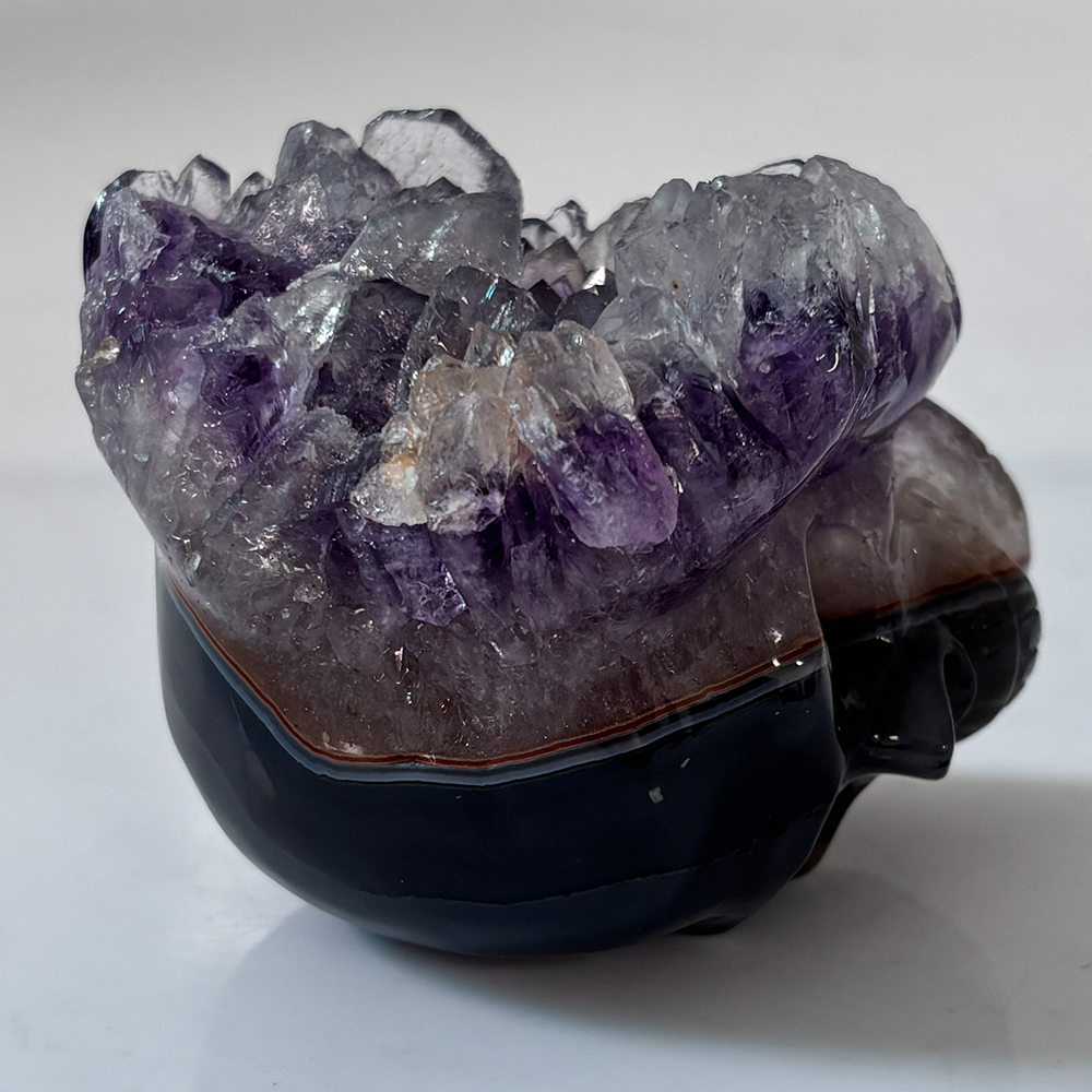 3 inch Amethyst Cluster Crystal Skull - Hand Carved Natrual Crystal