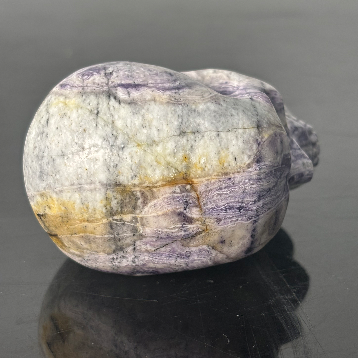 3" Purple Peacock Stone Crystal Skull - Pattern D
