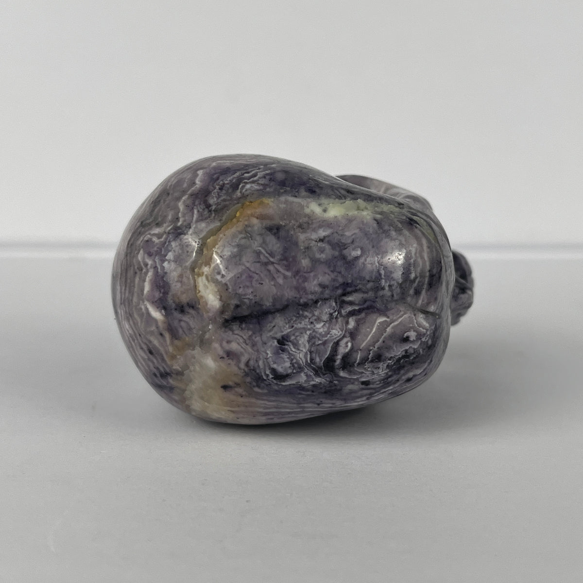 2" Purple Peacock Stone Crystal Skull - Pattern C