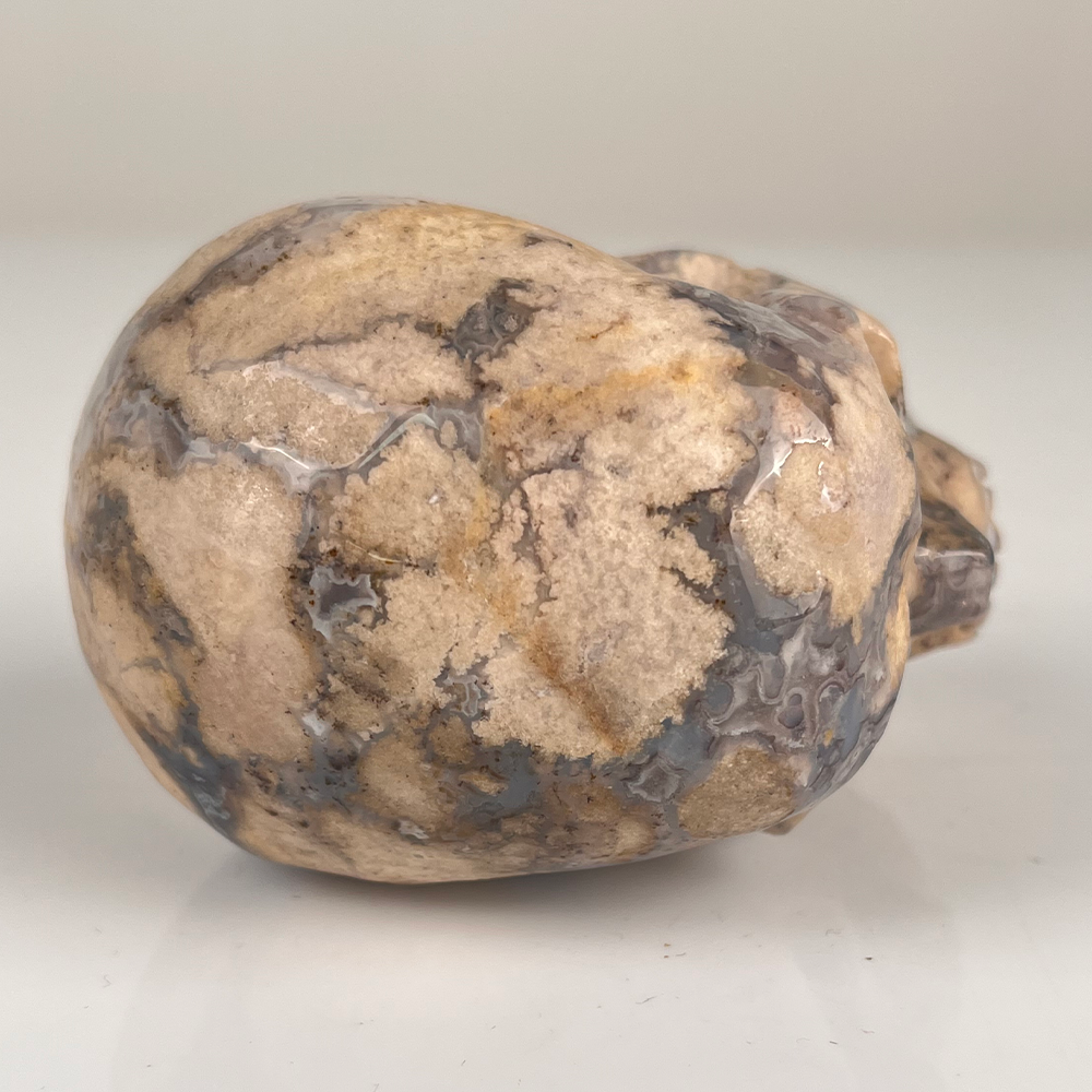 3 Inch Blue Flower Agate Crystal Skull – Hand Carved Natural Stone