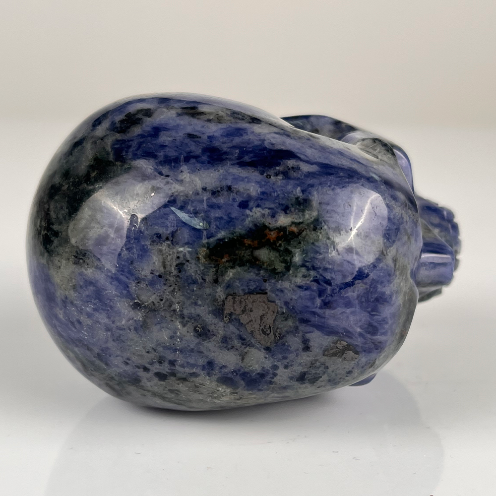 Crâne en cristal d'agate dentelle bleue de 7,6 cm (3 pouces) – Pierre précieuse sculptée à la main