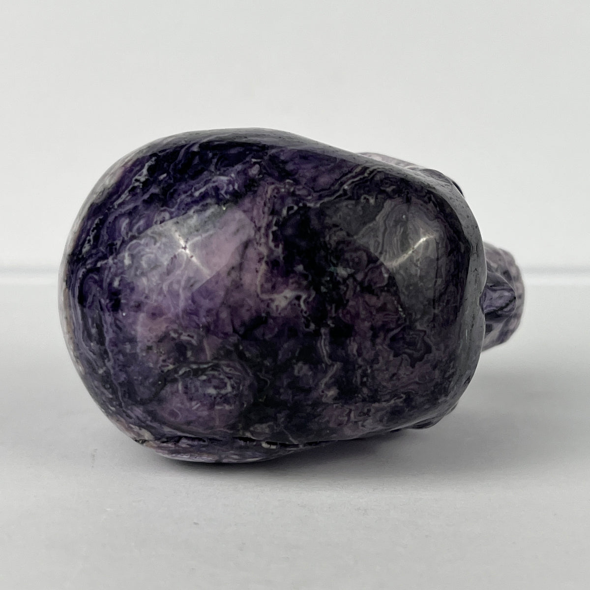 2" Purple Peacock Stone Crystal Skull - Pattern F