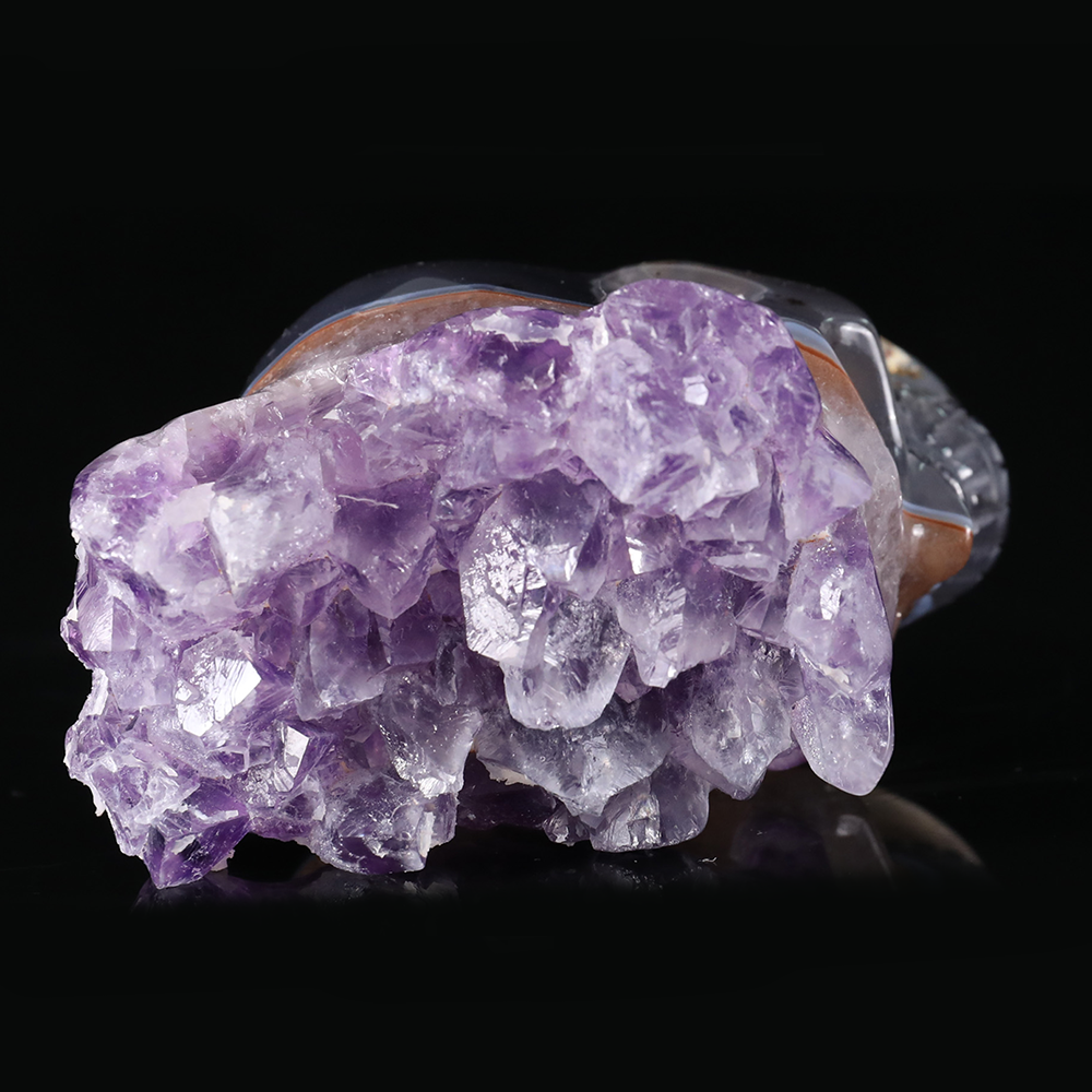 3 inch Amethyst Cluster Crown Crystal Skull - Hand Carved Natrual Crystal