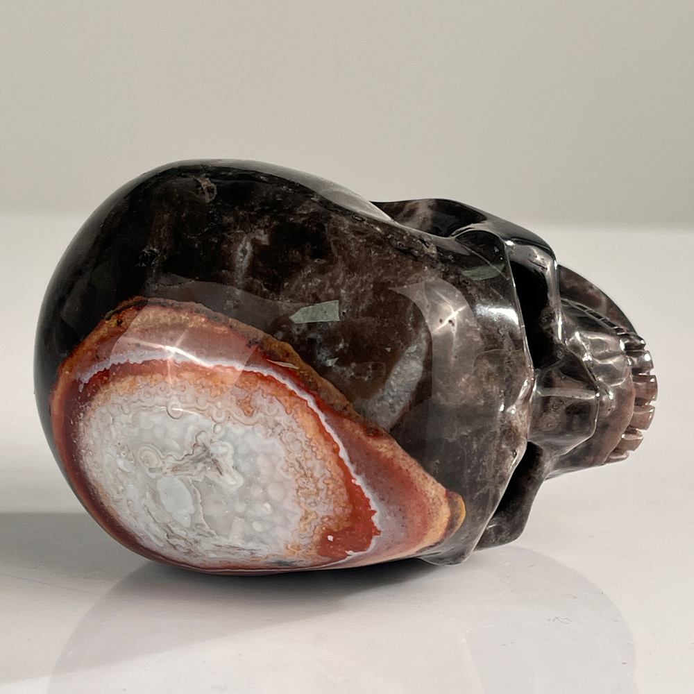3" Red Crazy Lace Agate Crystal Skull - Pattern E