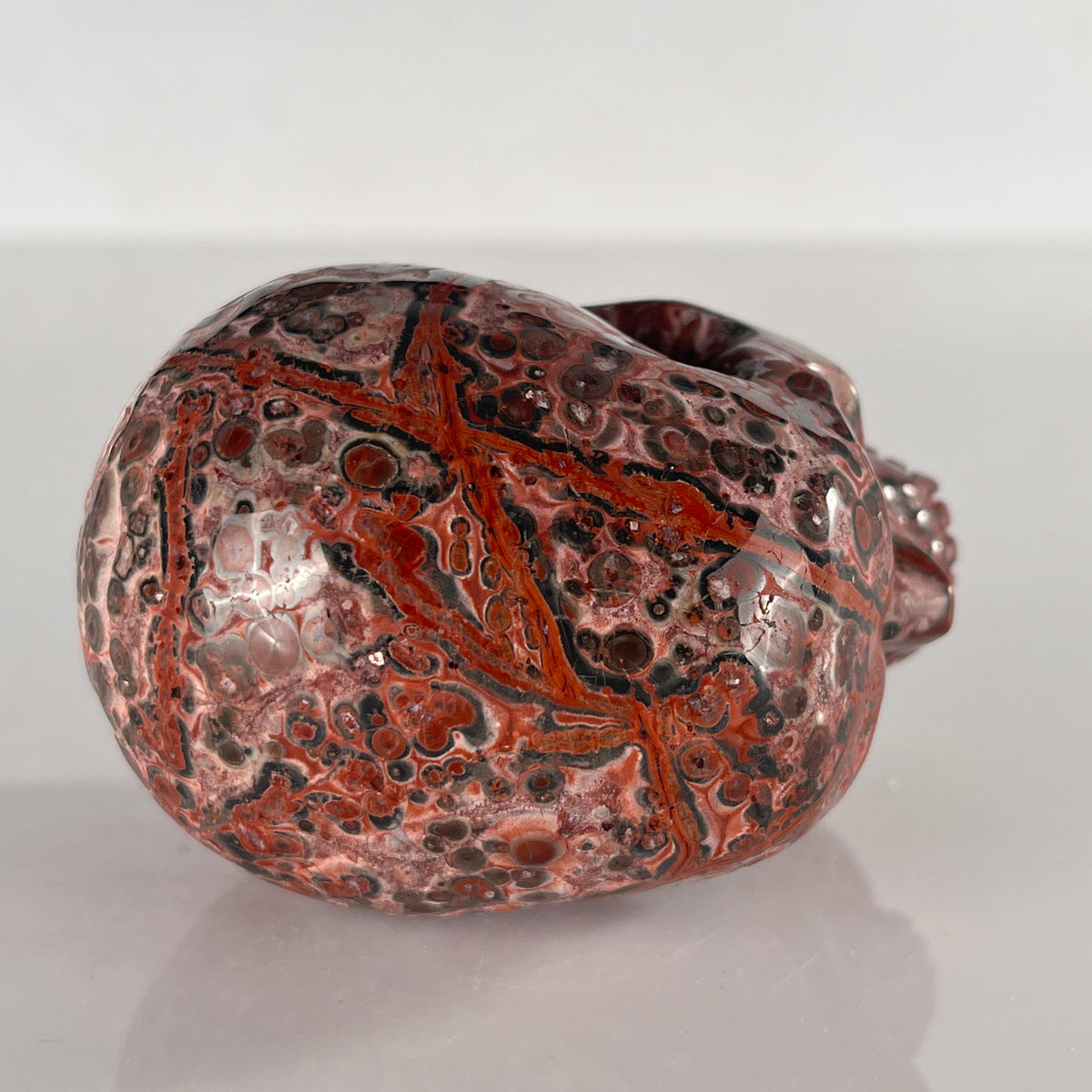 3" Red Leopard Skin Jasper Crystal Skull - Pattern B