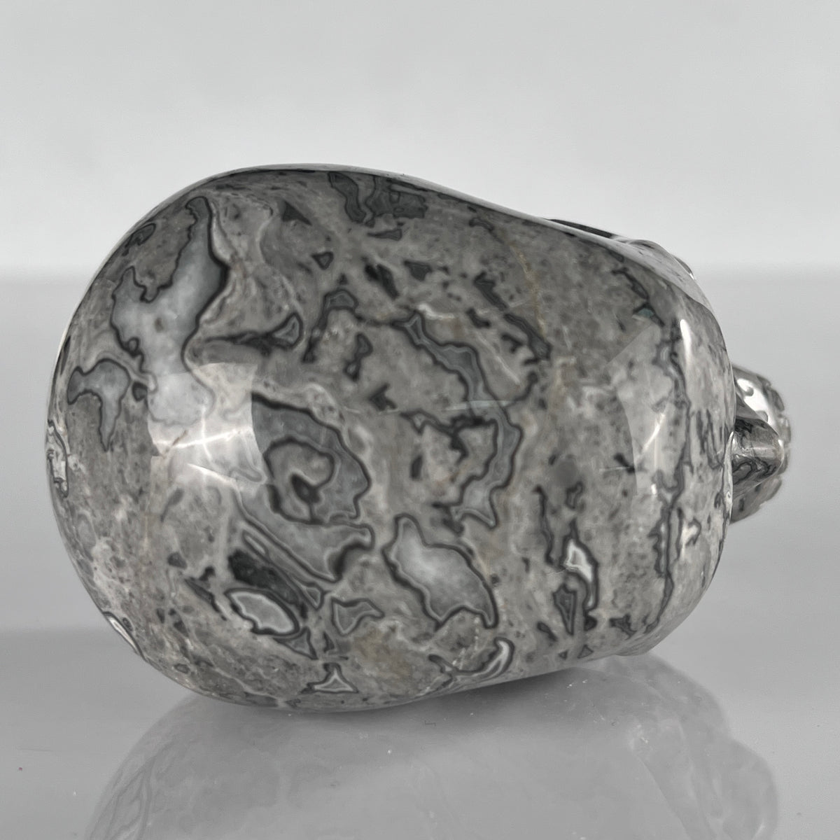 3" Grey Picture Jasper Crystal Skull- Pattern C