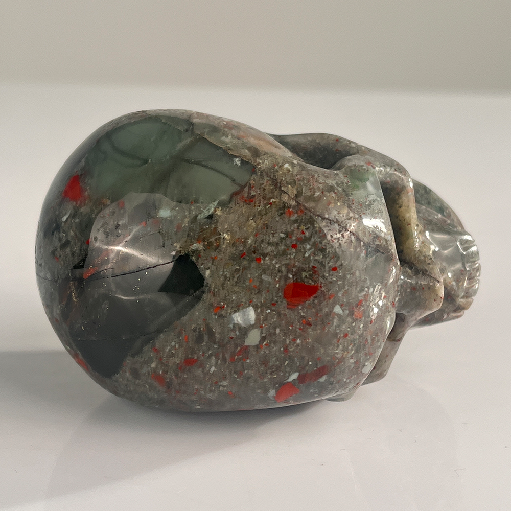 3" African Bloodstone Crystal Skull - Pattern A