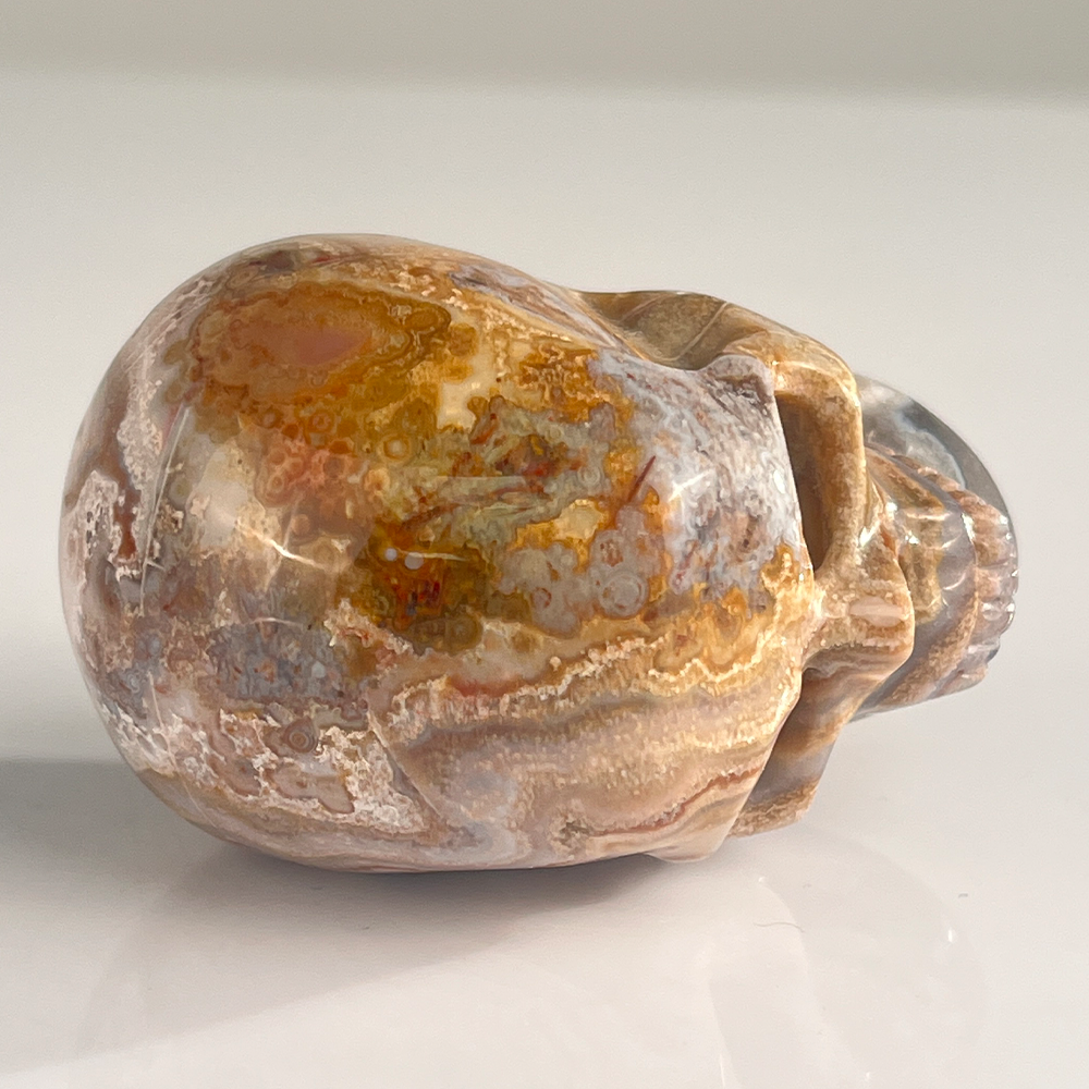 2 Inch Red Crazy Lace Agate Crystal Skull – Mini Gemstone Skull