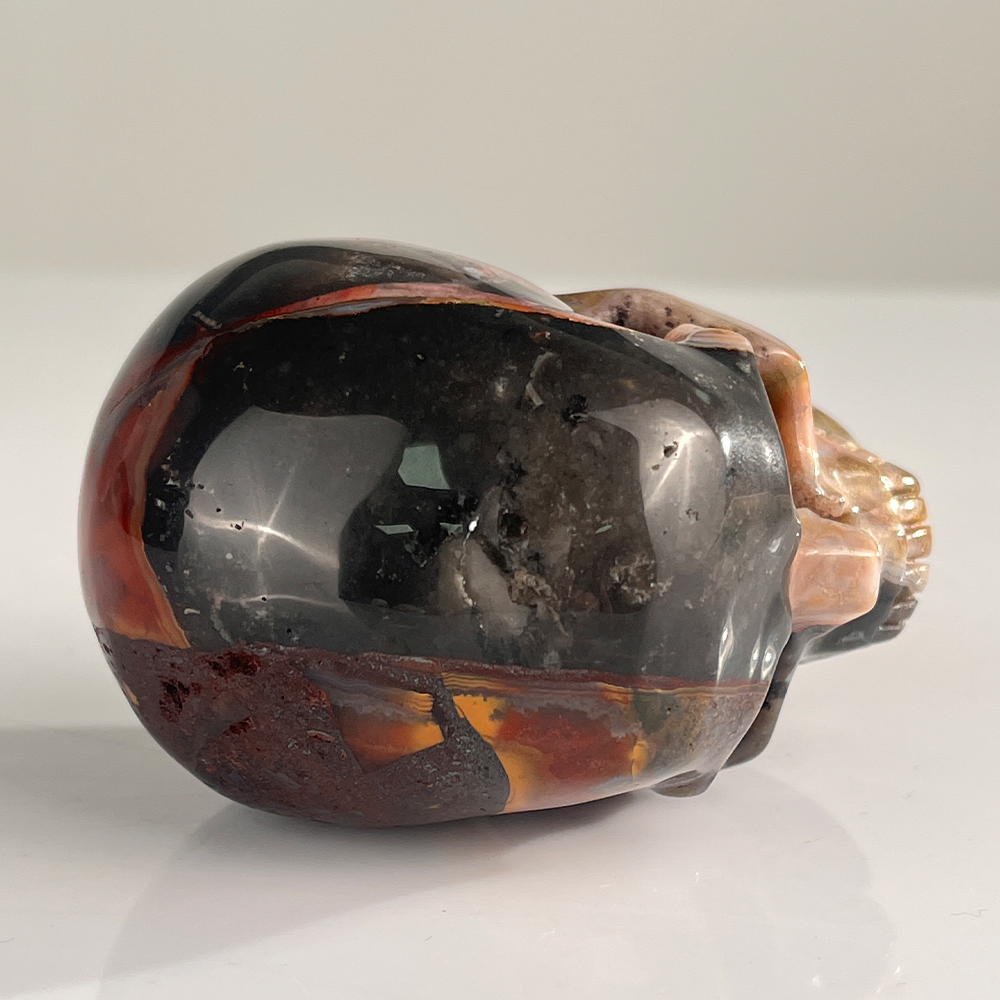 3" Red Crazy Lace Agate Crystal Skull - Pattern H