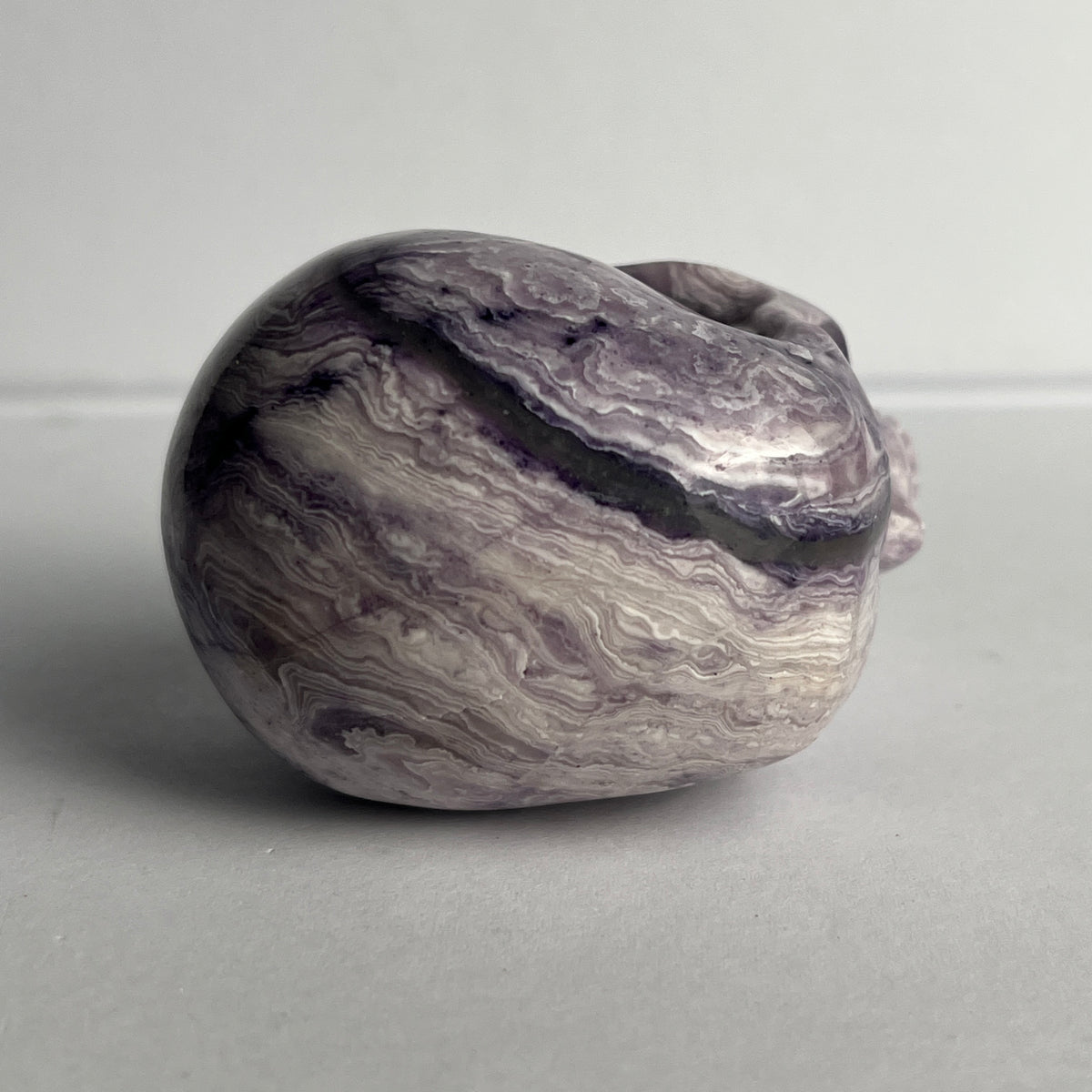 2" Purple Peacock Stone Crystal Skull - Pattern E