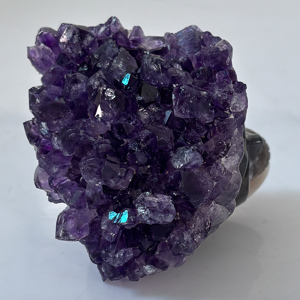 3 inch Amethyst Cluster Crown Crystal Skull - Hand Carved Natrual Crystal