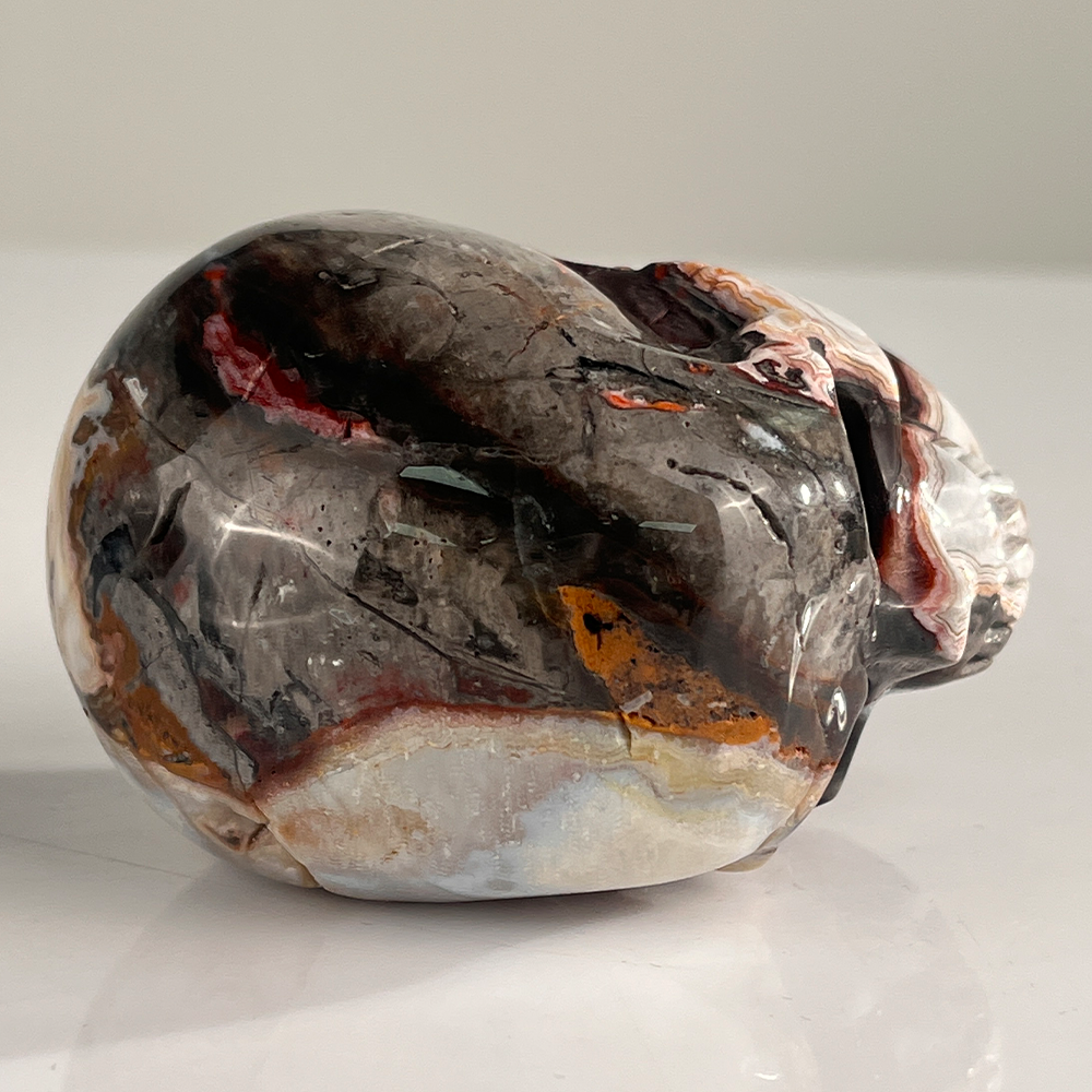 3" Red Crazy Lace Agate Crystal Skull - Pattern I