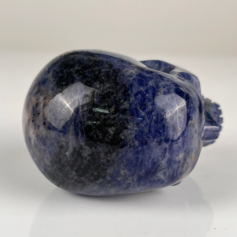 Crâne en cristal d'agate dentelle bleue de 7,6 cm (3 pouces) – Pierre précieuse sculptée à la main