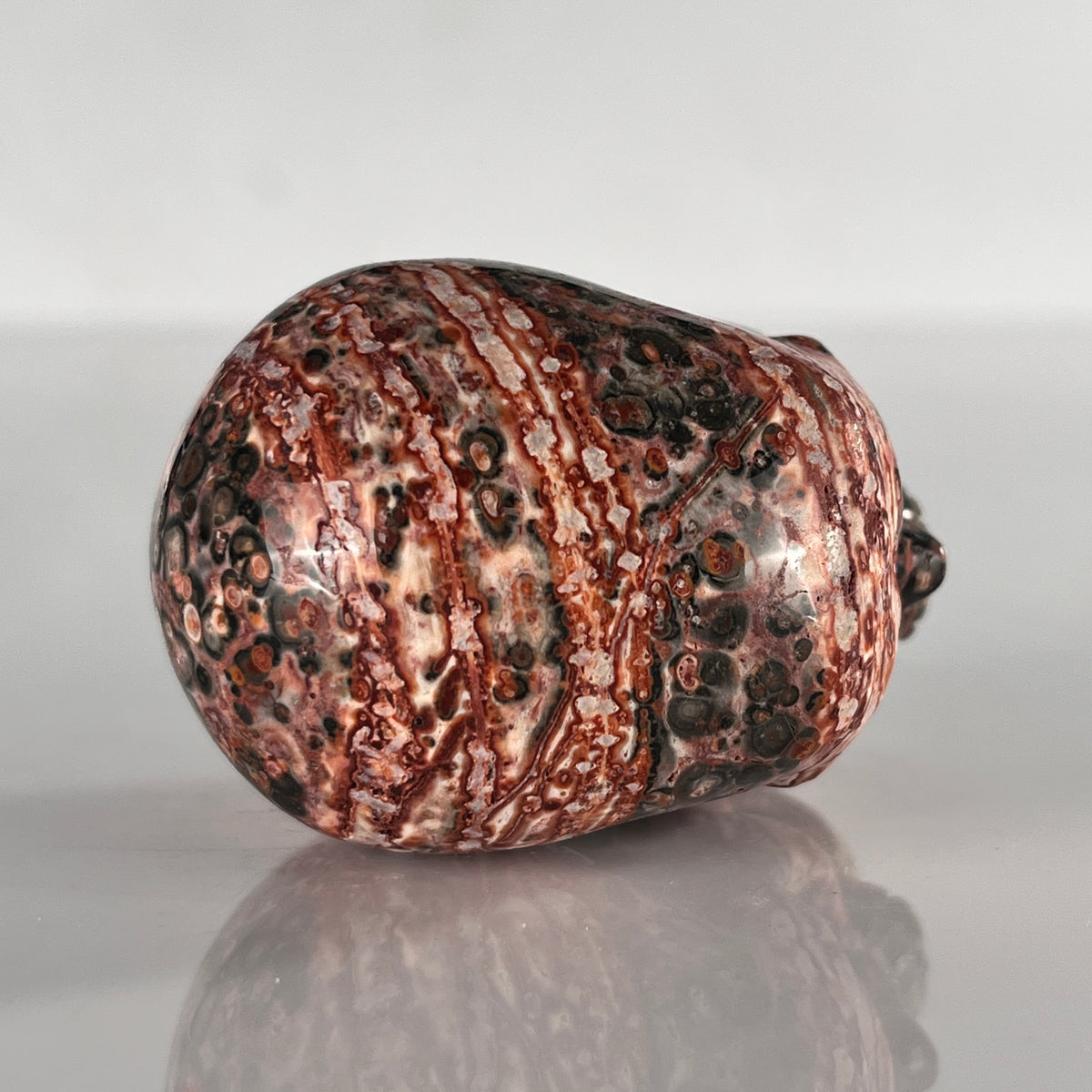 2" Red Leopard Skin Jasper Crystal Skull - Pattern C