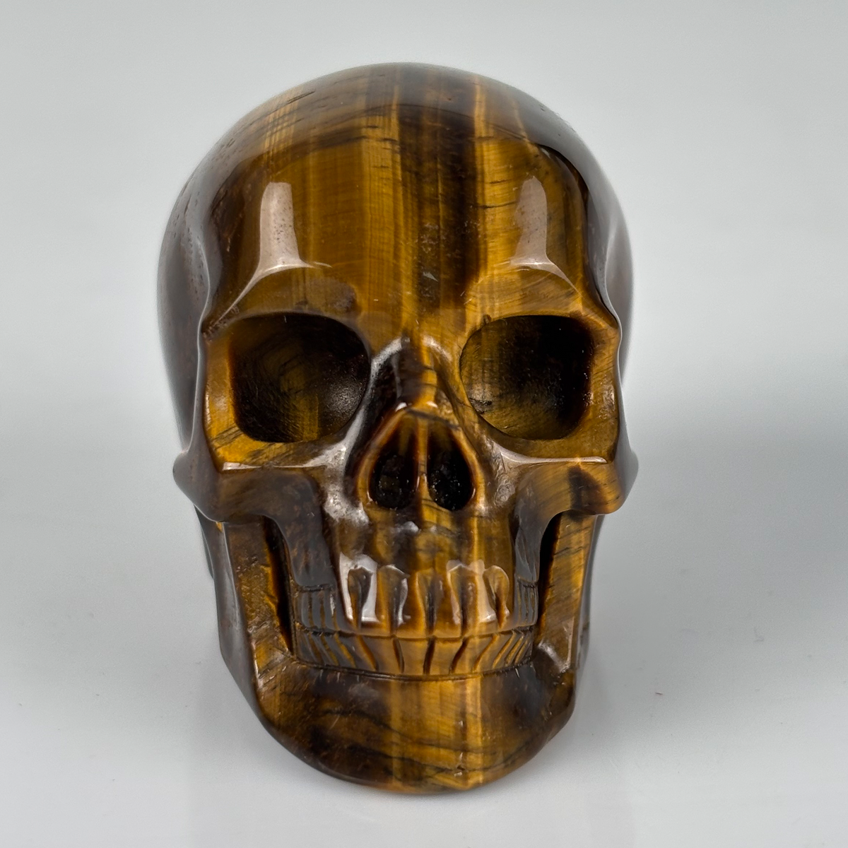 2" Tiger Eye Crystal Skull - Pattern A